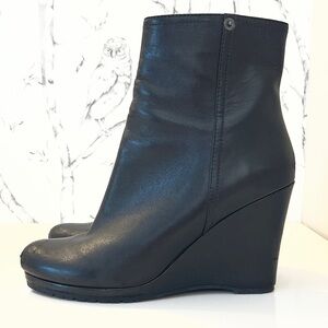 Prada Black Leather Wedge Boots